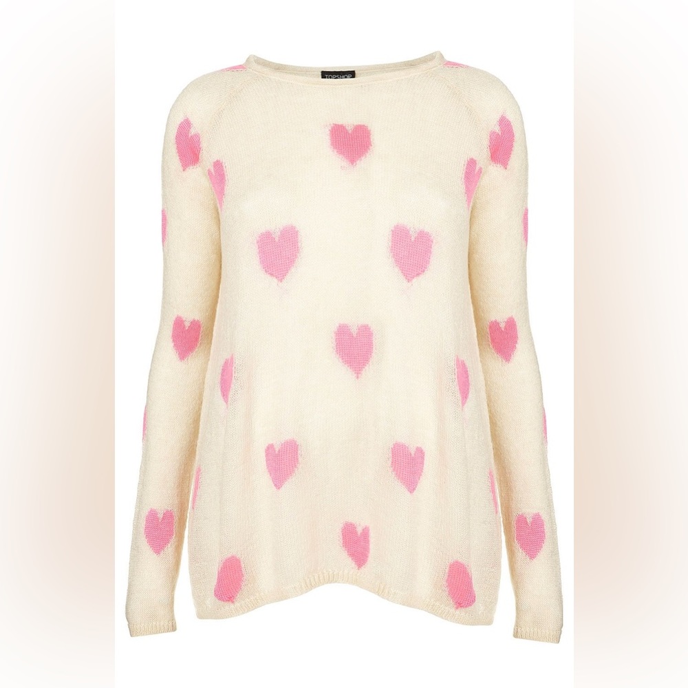 TOPSHOP sheer knit heart beach sweater / oversized top ✨ size 2 ✨ NWOT ASOS
